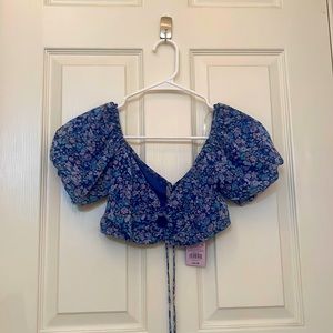 Wild Fable blue crop top with a strings on the back to either loosen or tighten